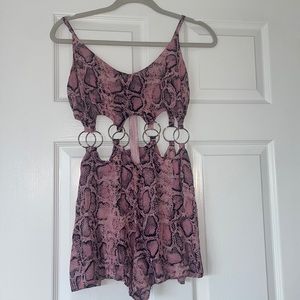 GOING OUT ✨Millau Pink snakeskin cutout romper